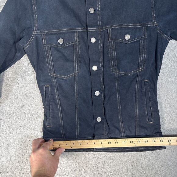 Woodies Denim Trucker Jacket Women's Size L Stretch Dark Blue RFID Pocket Type 3 - Picture 10 of 16